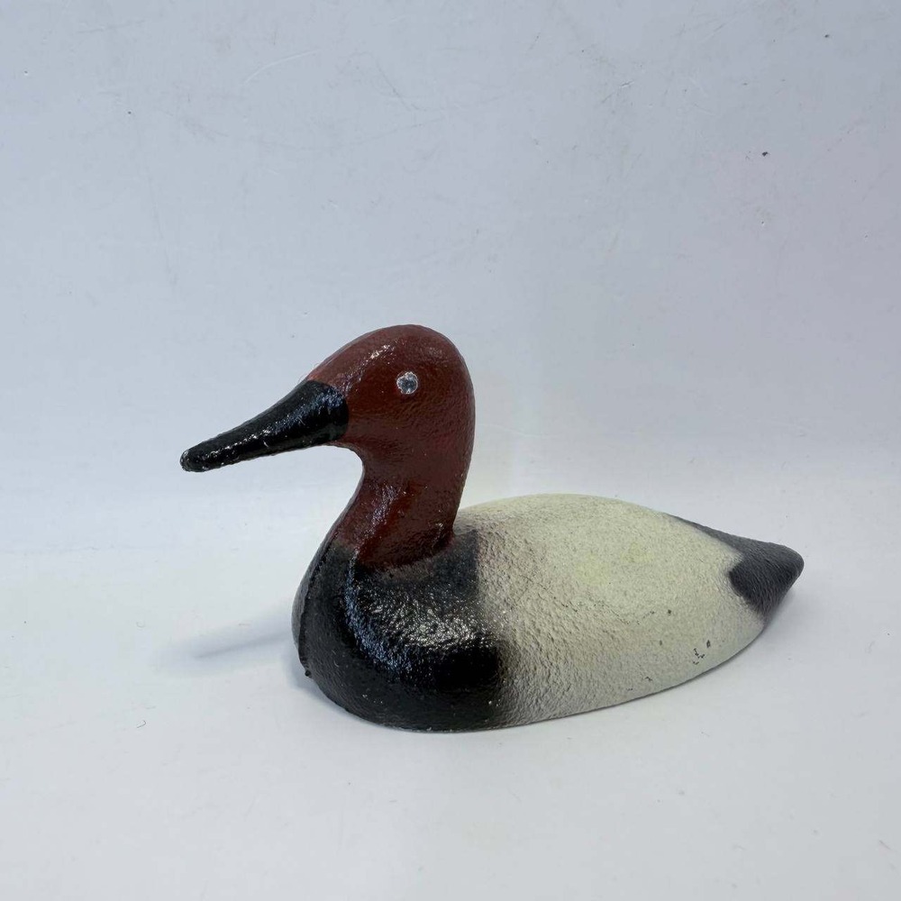 Vintage Solid Metal Canvasback Duck Decoy Miniature Figurine Paperweight 4.5"
